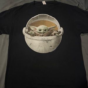 Black Star Wars shirt of grogu